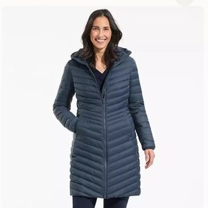 Lands' End Wanderweight Packable Down Coat Gorpcore Travel Puffer Navy XL